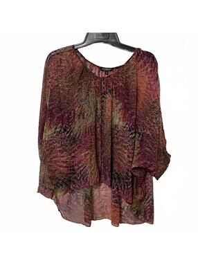 Liverpool Luxury Women's Lightweight Artsy Boho Chic Flowy Blouse Medium